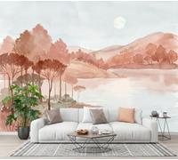 NAWVNMI Papier Peint Soie Aquarelle Paysage 400 x 280cm Papier Peint Panoramique Grandes Poster Mural Photo pour Salon, Chambre, Décor Fond TV - Effet 3D - Lacs Forêts