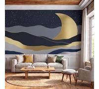 NAWVNMI Papier Peint Soie Luxe Paysage 450 x 315cm Papier Peint Panoramique Grandes Poster Mural Photo pour Salon, Chambre, Décor Fond TV - Effet 3D - Croissant De Lune Ciel Étoilé