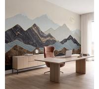 NAWVNMI Papier Peint Soie Luxe Paysages 350 x 256cm Papier Peint Panoramique Grandes Poster Mural Photo pour Salon, Chambre, Décor Fond TV - Effet 3D - Marbre Montagne