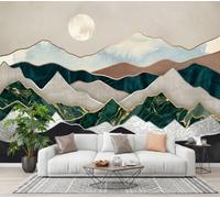NAWVNMI Papier Peint Soie Luxe Paysages 400 x 280cm Papier Peint Panoramique Grandes Poster Mural Photo pour Salon, Chambre, Décor Fond TV - Effet 3D - Doré Marbre Montagnes