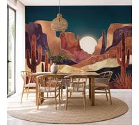 NAWVNMI Papier Peint Soie Paysages De L'Ouest 350 x 256cm Papier Peint Panoramique Grandes Poster Mural Photo pour Salon, Chambre, Décor Fond TV - Effet 3D - Désert Cactus