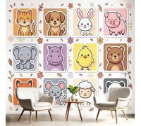NAWVNMI Papier Peints Panoramique Dessin Animé Animal, Poster Geant Mural, Panda Renard Lapin Pour Salon Chambre à Coucher Chambre D'Enfant Décoration Murale, (400 x 280cm)