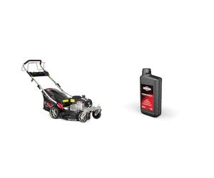 NAX POWER PRODUCTS 1000S Moteur Briggs & Stratton série 450E 125 cm3 Largeur de Coupe 42 cm & Briggs & Stratton 100007E Huile Moteur SAE 30, 1.0 Litre