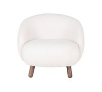 Nayeli - fauteuil avec pieds en bois d'hévéa - en tissu bouclette - Blanc