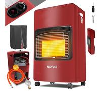 NAYVER Chauffage à gaz 4200 W - Chauffage à gaz en céramique avec régulateur de pression de gaz, tuyau à gaz, brûleur infrarouge en céramique, bouteilles de butane ou propane jusqu'à 15 kg (noir