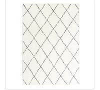 Nazar asma tapis de salon shaggy style berbère 160 x - Aueq - 230 cm crème et marron motif géométrique