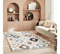 Nazar Tapis Berbere Salon, Tapis Berbere a Franges, Tapis Shaggy, Tapis Berbere Multicolore, Motifs Losanges géométriques, Lavable, Moelleux, Poils Longs, Tapis Berbere (160x230 cm, 3094 Multi)