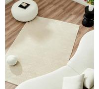 Nazar Tapis doux pour salon, chambre à coucher - Beige - Couleur unie - Motif géométrique - Grand tapis de couloir (160 crème, 120 x 160 cm)