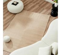 Nazar Tapis Doux - Salon et Chambre Beige Rectangulaire - Motif Géométrique, Blanc, Uni (159 beige, 120x160 cm)