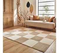 Nazar Tapis Géométrique Doux pour Salon et Chambre - Rectangulaire Beige et Blanc (172 crème, 80x150 cm)