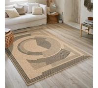 Nazar Tapis Nature, Naturel Boheme, Aspect Jute, Salon, Chambre, Couloirs, Extérieur, Couleur Naturelle (120x170 cm, 8865 Noir)