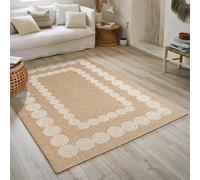 Nazar Tapis Nature, Naturel Boheme, Aspect Jute, Salon, Chambre, Couloirs, Extérieur, Couleur Naturelle (160x160 cm Round, 8868 Blanc)