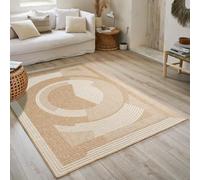 Nazar Tapis Nature, Naturel Boheme, Aspect Jute, Salon, Chambre, Couloirs, Extérieur, Couleur Naturelle (80x80 cm Rond, 8865 Blanc)