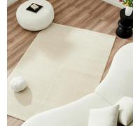 Nazar Tapis Salon Chambre Doux Beige Uni Rectangulaire Motif Géométrique Grand Blanc De Couloir (159 Crème, 160x230 cm)