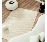 Nazar Tapis Salon Chambre Doux Beige Uni Rectangulaire Motif Géométrique Grand Blanc De Couloir (163 Crème, 120x160 cm)
