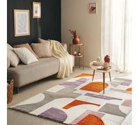 Nazar Tapis Salon Multicolore Rectangulaire Motif Géométrique Doux Chambre Crème Grand Tapis Chambre et Couloir (564 Multi, 120x160 cm)