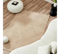 Nazar Tapis Salon, Tapis Chambre, Tapis Doux Chambre, Tapis Beige, Tapis Uni Doux, Tapis Rectangulaire, Tapis Motif Géométrique, Grand Tapis, Tapis Blanc, Tapis De Couloir (120x160 cm, 160 Beige)