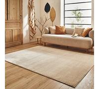 Nazar Tapis Salon Tapis Chambre Tapis Doux Tapis Beige Tapis Uni Doux Tapis Rectangulaire, Tapis Motif Géométrique, Grand Tapis, Tapis Blanc, Tapis De Couloir (173 crème, 120x160 cm)