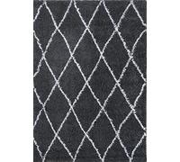 Nazar Tapis Shaggy Berbere à Poils Longs, Tapis Doux et Confortable, Tapis Salon Creme, Noir, Anthracite, Boheme (450 Anthracite, 80x140 cm)