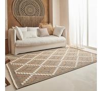 Nazar Tapis, Tapis Salon Nature Aspect Jute Chiné Motif Moderne Style Boho, Tapis pour Salon, Chambre, Terrasse, Exterieur, Couleur Naturelle (9041 Bleu, 120x170 cm)