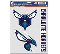 NBA Charlotte Hornets Lot de 3 autocollants multi-usage pour éventail Couleurs de l'équipe Taille unique
