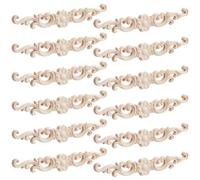 NBEADS 12 Pcs Applique Décorative en Bois, 16.2x2.8cm Sculpté Décalcomanie Décorative en Bois Massif Sculpté Motif Floral pour Meubles Armoires Lits Penderies