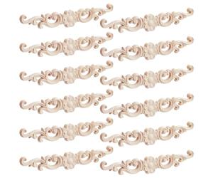 NBEADS 12 Pcs Applique Décorative en Bois, 16.2x2.8cm Sculpté Décalcomanie Décorative en Bois Massif Sculpté Motif Floral pour Meubles Armoires Lits Penderies
