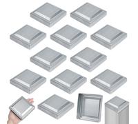 NBEADS 12 Pcs capuchon de Poteau Carré en Acier Pressé Argenté, 104x104x27mm Couvercle de Clôture Métallique Diamètre Intérieur de 103mm pour les Poteaux de Garde Corps Carrés en Métal Bois et Vinyle