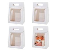 nbeads 12 Pcs Sac en Papier Kraft avec Fenêtre, 21.5x13x30cm Cadeau avec Poignées, Debout et Pliable pour Emballage de Biscuits et Bonbons, Magasin de Mariage, Vente au Détail, Blanc