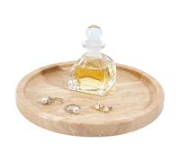 nbeads 19.7cm Plateau de Service en Marbre, Plateau en Pierre de Travertin avec Adhésif Antidérapant Organisateur de Bijoux pour Comptoir de Salle, Plat Rond, Mocassin