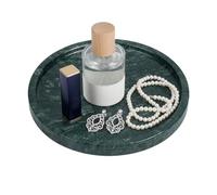nbeads 20cm Plateau Rond en Marbre Naturel, Plateau de Rangement Luxueux en Marbre Véritable avec Revêtement Antidérapant pour Bijoux Salle de Bains Cuisine Décoration de Maison, Gris Ardoise Foncé