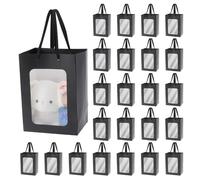 NBEADS 24 Pcs sac en Papier Kraft avec Fenêtre, 17.8x13x24.8cm Sachet Cadeau avec Poignées et Fenêtre pour L'Emballage de Bonbons et Biscuits pour Mariages Noël Fêtes Magasins, Noir