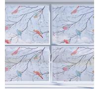 NBEADS 3 m Film pour Vitrail, 45cm Film Statique Décoratif Occultant à Motifs d'oiseaux Branches Colorés sans Colle Amovible pour Salle de Bain Cuisine Ou Porte Préserver L'Intimité