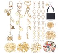 nbeads 321 Pcs Kit de Fabrication de Porte Clés, 142 breloque 24 clips Porte Clés des Trombones en Laiton des Chaînes des Anneaux de Jonction une Pince en Acier au Carbone des Anneaux en Laiton