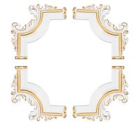 NBEADS 4 Pcs 15.2x15cm Applique en PVC, Moulures Murales D'Angle Auto Adhésives Sculptées Appliques Murales Décorations de Meubles Coins de Plafond, Blanc