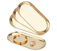 nbeads 4 Pcs Plateau à Bijoux en Acier Inoxydable 304, 17.5cm Plateau de Service Doré Plateau Décoratif pour Présentoir de Bijoux Petit Plateau pour Serviettes et Bagues Ovale