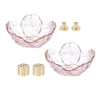 NBEADS 4 Pcs Porte Encens pour Bâtonnets, 2 Styles Porte Encens en Verre Fait Main en Forme de Fleur de Cerisier Idéal pour la Méditation Fumeurs D'Encens et Décoration, Or, 19x14.5mm