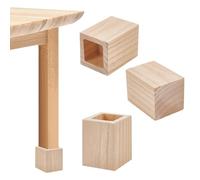 nbeads 4 Pcs Relevés de lit en Bois, Rehausseur de Chaise Robuste en Forme de Pieds D'Éléphant en Bois Naturel Carré pour Meubles de Table Canapé Fauteuils Armoires, Diamètre Intérieur: 4.2x4.2cm