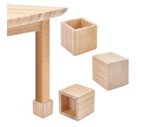 nbeads 4 Pcs Relevés de lit en Bois, Rehausseur de Chaise Robuste en Forme de Pieds D'Éléphant en Bois Naturel Carré pour Meubles de Table Canapé Fauteuils Armoires, Diamètre Intérieur: 6.2x6.2cm