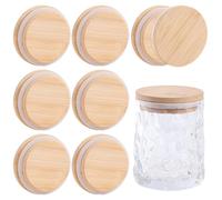 NBEADS 8 Pcs couvercle de Bocal en Bois, Couvercles Hermétiques à Ouverture Standard avec Joint en Silicone pour Bocaux de Fermentation de Conservation et de Saumure Standard de 7cm Mocassin