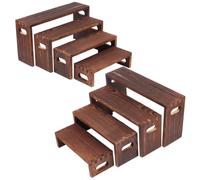 nbeads 8 Pcs Support D'Exposition en Bois, Présentoir à Cupcakes Empilable en Bois Taille Unique Présentoir à Plusieurs Niveaux en Bois pour Lavabo de Comptoir, 18cm/21.2cm/24.3cm/27cm