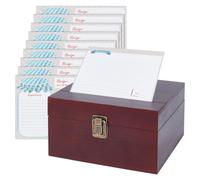 nbeads Boîte de recettes avec cartes, porte-recettes en bambou avec 50 cartes de recettes vides, pour le rangement dans la cuisine à la maison, 17,1 x 16,5 x 10,1 cm