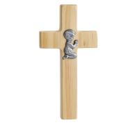 nbeads Croix de Baptême, 20x10cm Croix Murale en Bois Figurines Décoratives pour Baptême Maison Église et Bureau Accessoires Multiples Mocassin