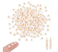 NBEADS Environ 300 perles Millefiori en verre soufflé à 3 brins faites à la main en forme de fleur blanche pour fabrication de colliers, bracelets, boucles d'oreilles, bijoux, travaux manuels