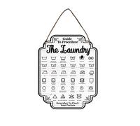 nbeads Laundry Panneau Mural en Bois Blanchisserie, Guide de la Lessive Plaque Mural Suspendre en Bois Rétro Panneau Mural de Buanderie avec Ficelle de Jute pour Mur Encadré de Buanderie, 24x30 cm