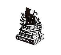 nbeads Livres et Chat Magique Décoration Murale en Métal, Noir Tenture Décor Silhouette Mur Art pour la Maison Chambre Salon Salle de Bains Cuisine Bureau Hôtel Décoration Murale