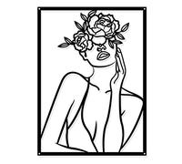 nbeads Minimaliste Ligne Décoration Mural en Métal, Noir Abstrait Art Mural Décor Mur Métallique Décor Mur de Fer Sculpture pour Maison Chambre Salon Salle de Bains Cuisine Bureau Décor, 30x22 cm