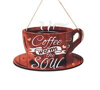 NBEADS Plaque murale rustique à suspendre avec inscription « Coffee Warms The Soul » pour café, bar, magasin de thé, restaurant, 17,5 x 24,5 cm
