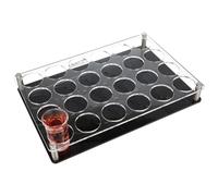nbeads Support de Plateau pour Verre à Shot à 24 Trou, Organisateur de Verres à Vin en Acrylique Plateaux de Service de Verres à Shot pour Bar Fête Club, Noir, Trous: 4.5cm