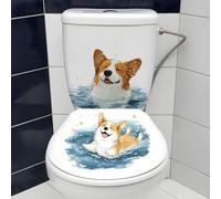 NbgrvB Adorable sticker mural en PVC imperméable et amovible Motif chien | Autocollant carrelage miroir salle de bain décoration maison marron 29 x 20 cm